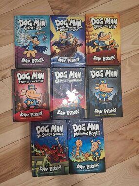 Lot of 8 Dog Man Graphic Novel Book Series. Ages 6 to 10 LIKE NEW Young Readers
